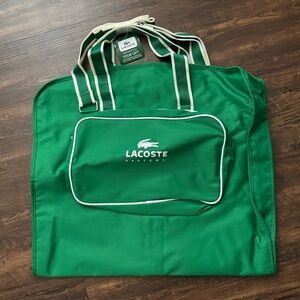 Lacoste The Essential Luggage Collection Garment Bag Green and White Duffel NWT